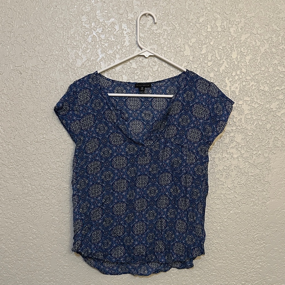 Blue Patterned Women's Top
